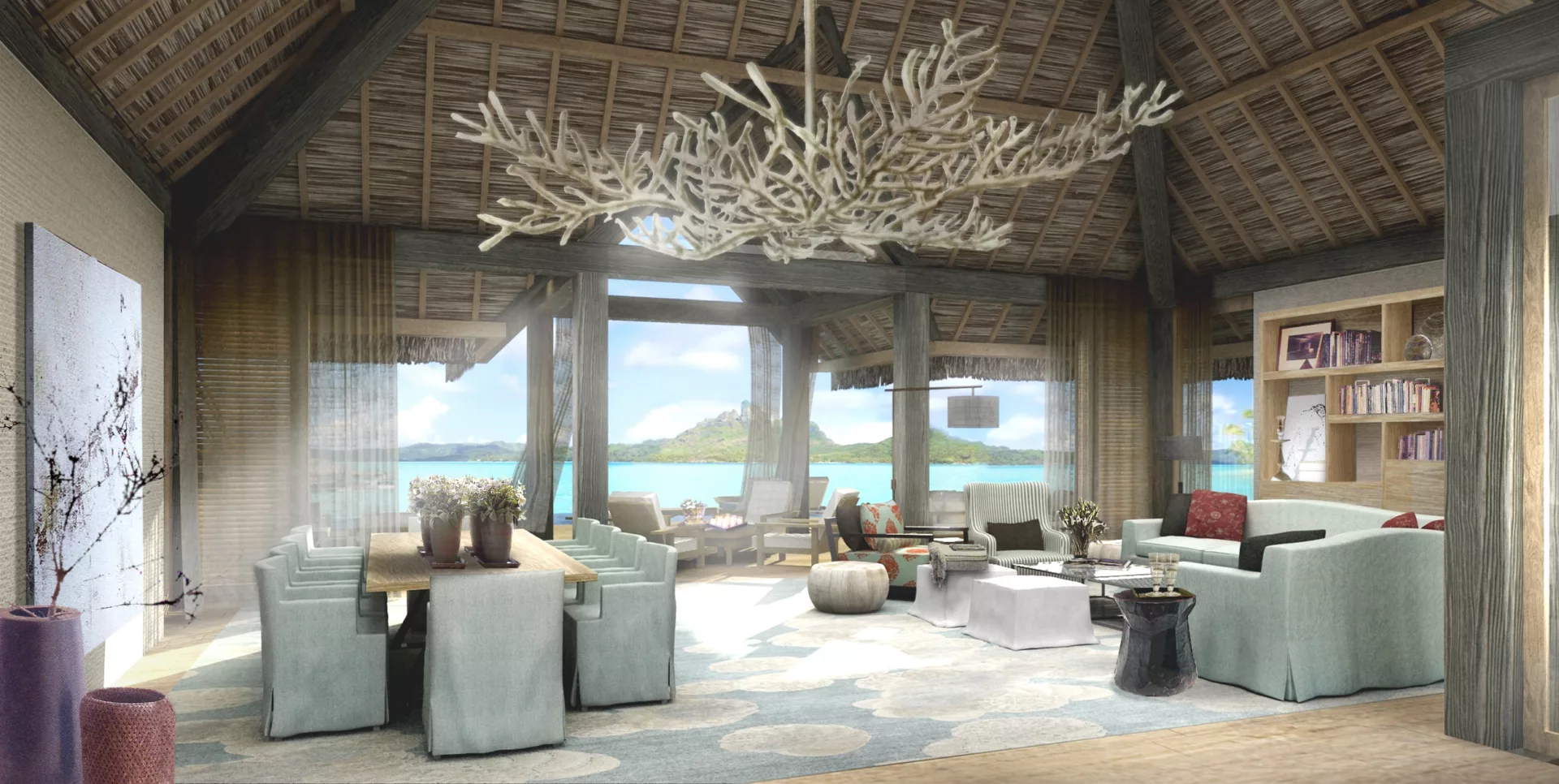 Salle à manger private villas Bora Bora